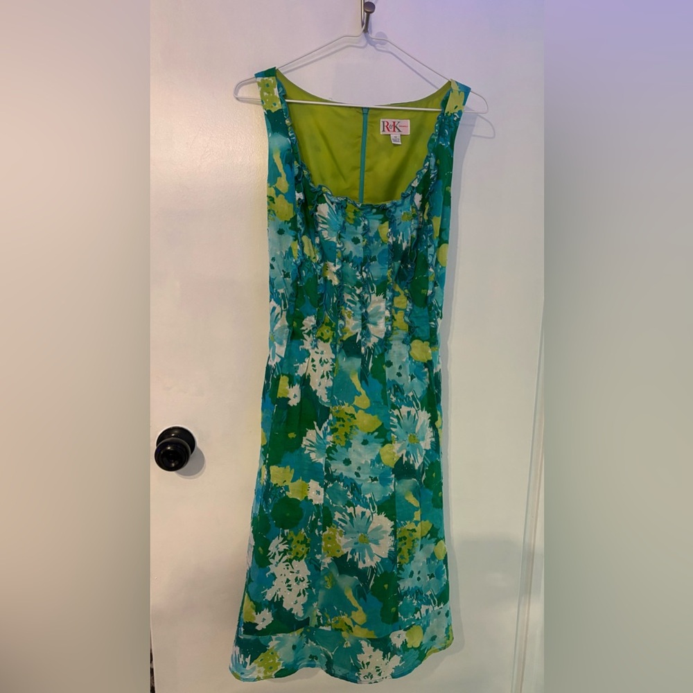 R&K originals green floral dress with ruffles